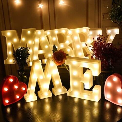 3D 26 Letter Alphabet LED Light Marquee Sign Light Indoor Wall Hanging Night Lamp for Wedding Birthday Party Decor LED Light