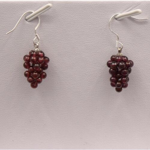 Stylish Women /Girls Natural Stone Garnet Dangle Earrings Best Gift Jewelry Grape Shape Real purple Drop Earrings for Women