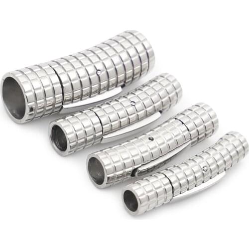 Stainless Steel Locking Bayonet Clasp For Leather Cord Bracelet Jewelry Making Closure With Button CTBX230