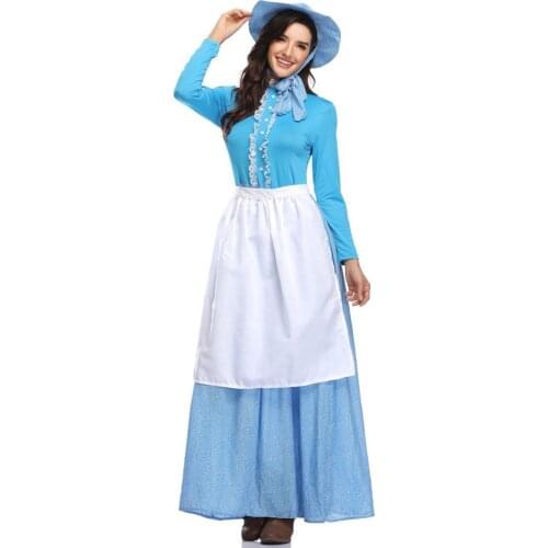 Adult Renaissance Fairy Tale Idyllic Stage Farm Dress Costumes Cosplay for Woman Halloween Game Stage Beach Party Maid Costumes