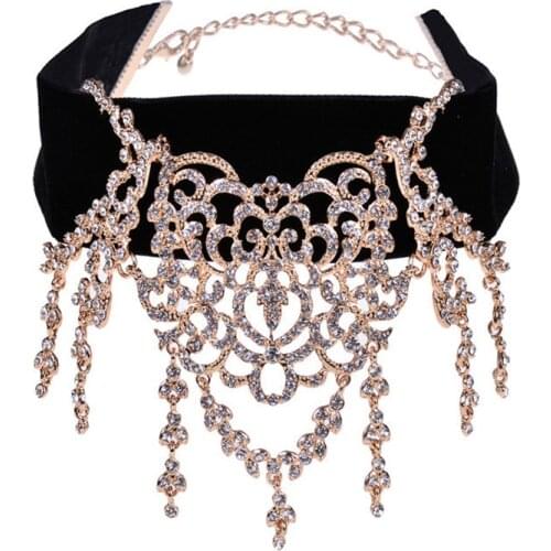 Luxury Hollow Rhinestone Statement Necklace New Black Velvet Choker Necklace for Women Choker Necklace Jewelry