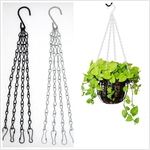 6pcs 45cm Garden Basket Hanging Metal Chains Flower Planter Pots Holder 3 Point Plant Hanger Home Garden Tools