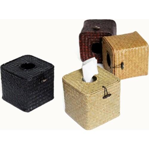 1pc Vintage Style Wicker Straw Woven Tissue Box Roll Paper Napkin Case Holder Organizer Home Decor