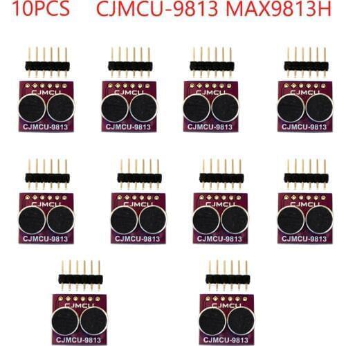 10Pcs CJMCU-9813 MAX9813H Fixed Gain Integrated Bias Microphone Amplifier Module Mic Breakout Board with Pins FZ3580