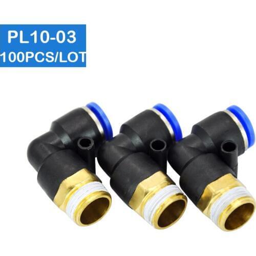 100 Pcs of PL10-03 Free shipping, 3/8" PT Thread to 10mm Push In Fitting Quick Connector