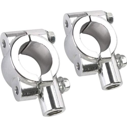 2 Pcs Aluminum Alloy 7/8" Inch Handlebar 10mm 8mm Thread Motorcycle Mirror Mount Clamp Rear View Mirror Holder Adapter Silver