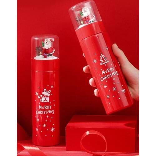 40#Christmas Heat Preservation Stainless Steel Vacuum Portable Heat Preservation Mug Cup Portable Outdoor Santa Cup