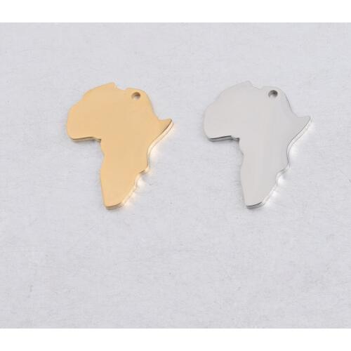 50pcs 21*26mm Gold/steel Color Stainless steel Material mirror finish Africa Map Charm for DIY Handmade Jewelry Making