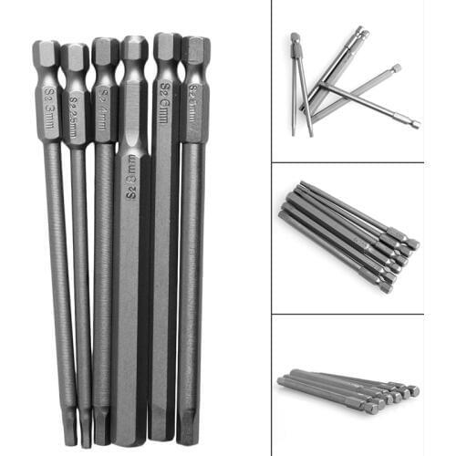 6Pcs/Set T2.5-T8 100mm Magnetic Torx Screwdriver Bits Drill 1/4" Hex Shank Bit Set Saw Set Drill Woodworking Wood Tool YX