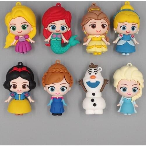 8PCS 7cm Mermaid Princess isanna Olaf DIY patch material Keychain accessories Pendant Gift