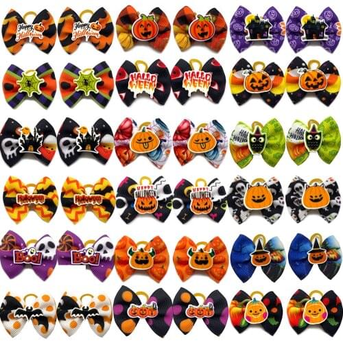 50/100pcs Halloween Dog Hair Bows Pet Dog Grooming Bows Holiday Party Dogs Hair Bows Pet Supplies Small Dog Bows Dogs Hair Bows