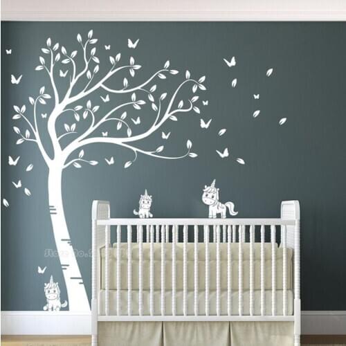 Large Size Cute Unicorns Tree Nursery Room Wall Decal Sticker For Kids Baby Bedroom Nursery Decoration Murals Art Stickers LL982