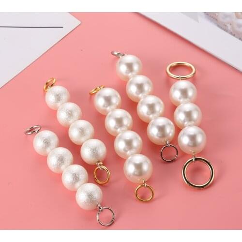 12CM Long Bag Shoulder Chain Strap Extender Pearl Bead Metal Ring Replacement Chain Women DIY Clutch Handbag Strap Pearl Decor