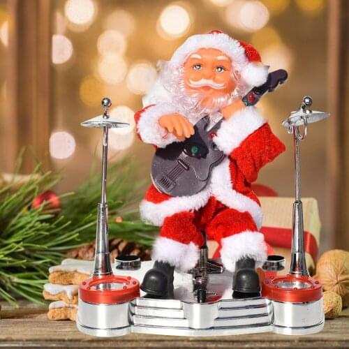 Electric Music Gift Santa Claus Christmas Ornament Decoration For Home Christmas Tree Hanging Decor Music Stage Drums Guitar