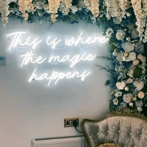 This Is Where the Magic Happens Neon Sign Wall Decor Neon LED Sign Light Wedding Party Housewarming Gift Store Room Decor