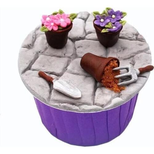 1 Piece 10*10cm Stone Brick Wall Pattern Sugar Cake Mold Stone Brick Wall Mold Cake Perimeter Decoration DIY Ceramic Mould