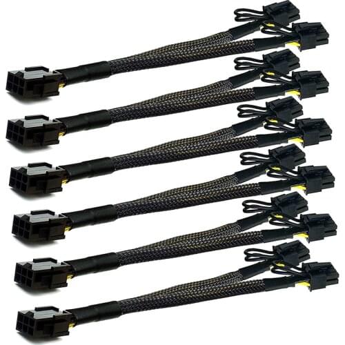 HOT-PCI-E 6 Pin to Dual PCIe 8 Pin (6+2) Image Card PCI Express Power Adapter GPU VGA Y-Splitter Extension Cable