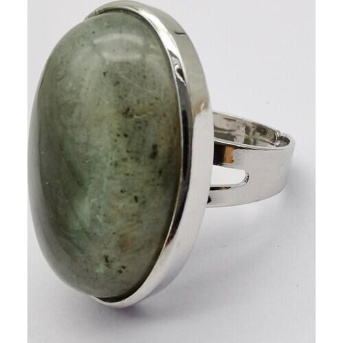 Labradorite Stone Oval Bead GEM Finger Ring Jewelry For Woman Gift Size 8 X101
