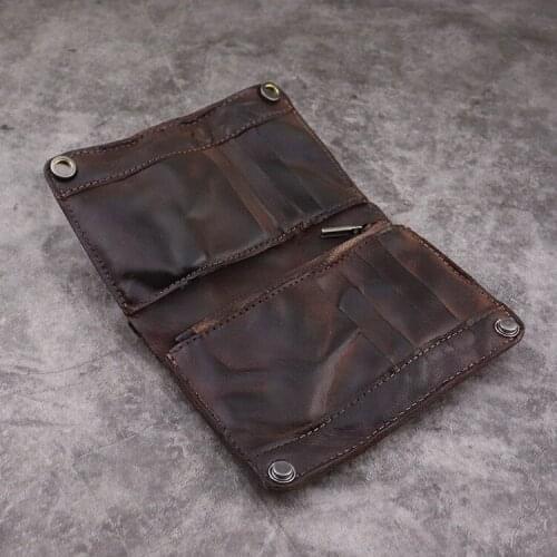 Headcoat vegetable tanned leather purse retro European style mens long multi card multi-function Wallet Bag