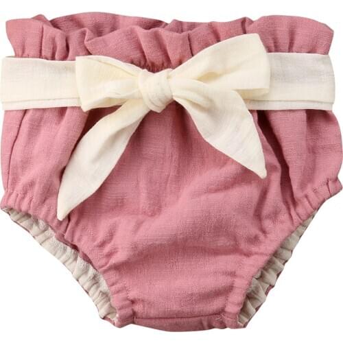 Princess Summer Baby Girls Cotton Shorts Toddler Big Bow PP Pants Nappy Diaper Covers Bloomers Ruffle Toddler Baby Shorts