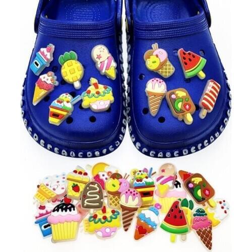 Noctilucence 10Pcs Ice Cream/Ice Lolly/Cake Shaped Shoe Accessories Shoe Decoration Shoe Charms for Croc Jibz Kids X-mas Gift