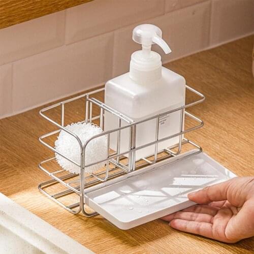 Kitchen Sink Multifunction Storage Rack Stainless Steel Wall Mounted Sink Drain Basket Sponge Soap Sundries Holder Rack
