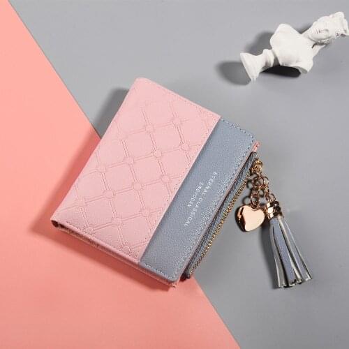 Fashion Tassels Short Wallet Bag for Women PU Leather Clutch Bags Cute Korean Card Holder Female Folding Small Coin Purse Bolsas