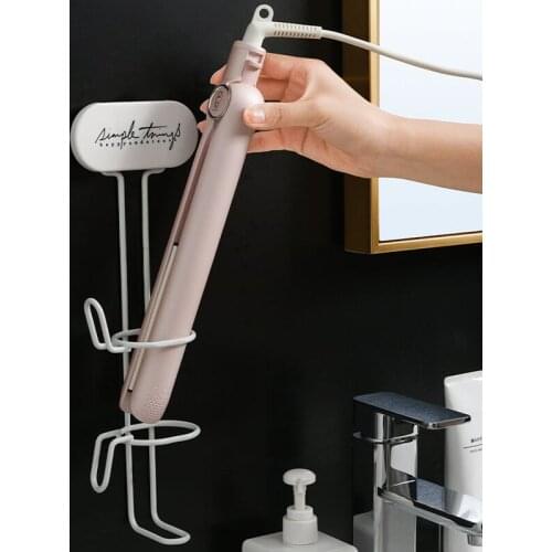 Wall-mounted Hair Dryer Holder Straightener Curling Iron Storage Rack Metal Bathroom Shelf Nordic Dryer Holder Spiral Organizer