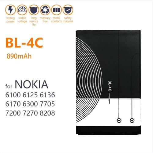 New BL-4C BL 4C High Capacity 890mAh Lithium Battery BL4C Replacement Batteries For Nokia 6100 6125 6260 6300 6301 6136S 7705