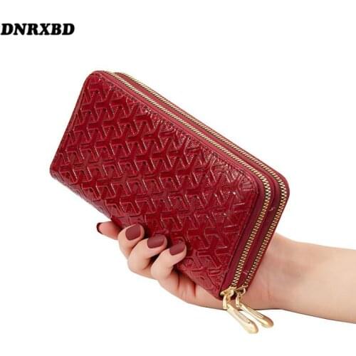 New Wallet Women dual zippers Purse Women Clutch bag Phone Coin Purse Quality Women Long Leather Wallet Bolsa Feminina Money Bag