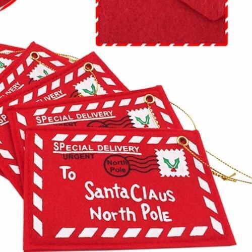 New 2/5/10/20Pcs Letter to Santa Claus Red Felt Envelope Embroidery Xmas Ornament