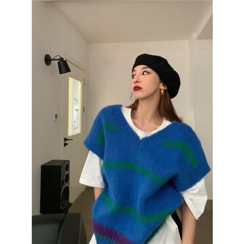 Fall/Winter Ins Y2k Loose Knit Vest Sweater Kawaii Women кардиган Indie Clothesr топ xnwmnz Tops кардиган женский