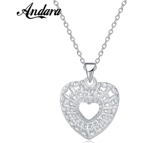 925 Sterling Silver Necklace Hollow Heart Pendant Necklace For Women Jewelry Gifts