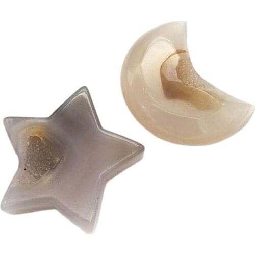 Natural precious stones agate moon shaped gemstone crystals for decoration