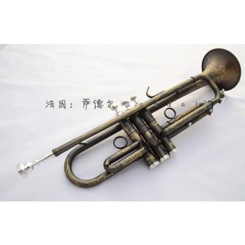 S a d d e I I Black Nickel Gold Bb Trumpet Matte Three Tune Brass Bell Professional Trumpete Instruments