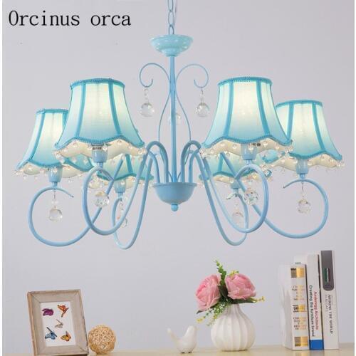 Nordic creative personality color chandelier Princess bedroom childrens room lamp American modern crystal chandelier