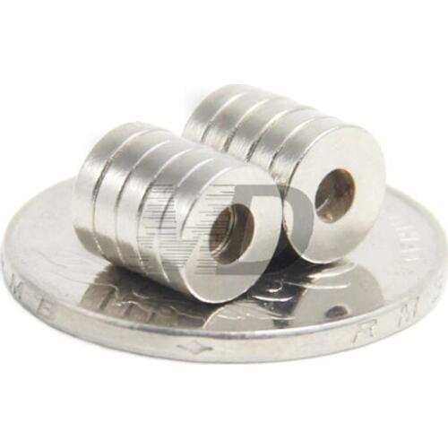 Free Shipping 50pcs Super Strong Round Neodymium Countersunk Ring Magnets 8mm x 2mm Hole: 3mm N35 Neodymium Magnet