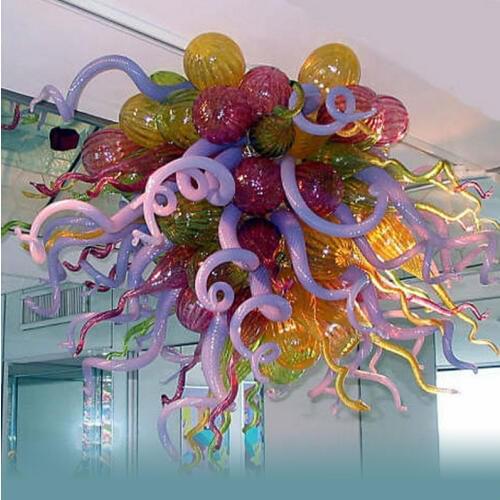 Home Decoration Multi Color Blown Glass Chandeliers Modern Art Deco Hanging LED Multi Color Murano Glass Lightings