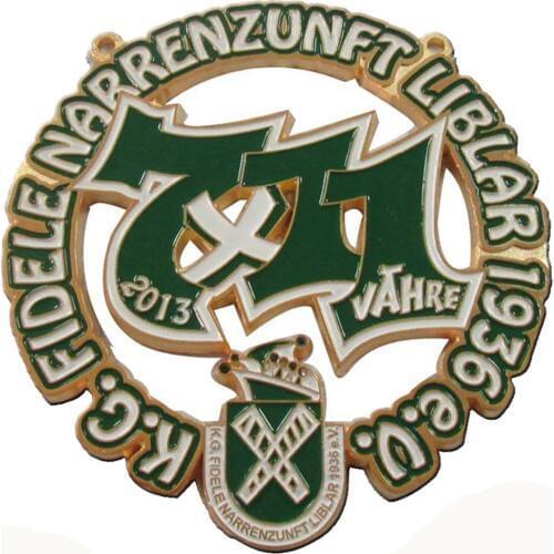 High quality hollow medal cheap custom metal medals low price gold plating medals with green painted medal