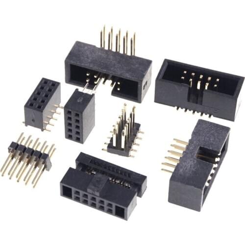 1.27mm Pitch 2x5 Pin 10 position IDC Socket Female Receptacle Male Header Right Angle Through Holes SMD Straight mating Parts