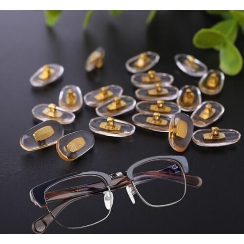 10 Pairs/Lot Golden PVC Glasses Anti Slip Aluminum Conductor Silver Nose Pads Q1QA