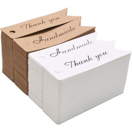 100pcs Handmade Kraft Paper Hang Tag Retro Baking Packaging Label DIY Jewelry Material Blank Bookmark Gift Card DIY Decor 7*2cm