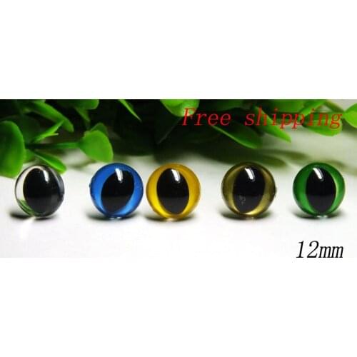 12mm mixed color can choose doll accessories plastic toy safety cat eyes with white washers