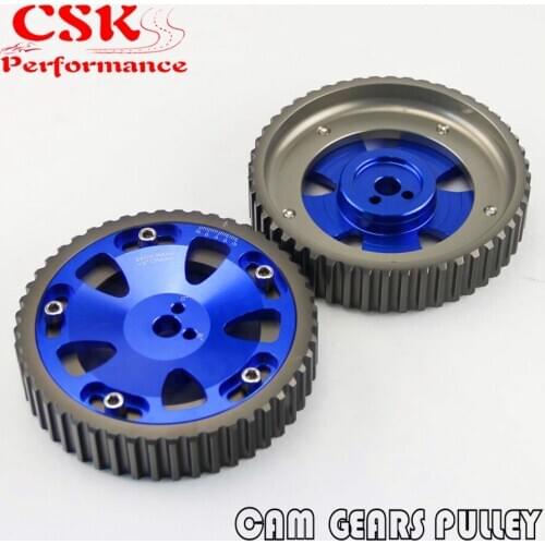 2Pcs Cam Gear Pulley Kit Fit For Mitsubishi Lancer EVO 1-9 ECLIPSE DSM 4G63 BLUE