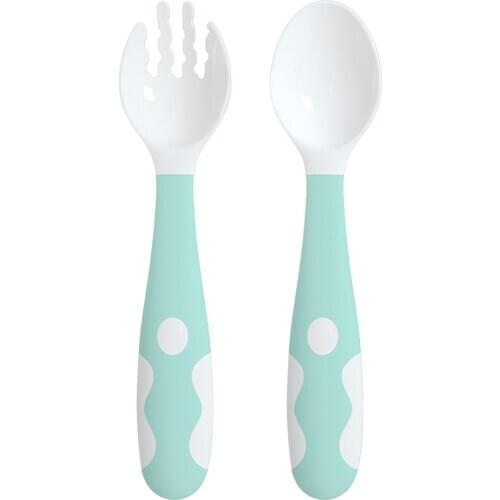 2Pcs Portable Baby Learn To Eat Training Bendable Fork Spoon Set Food Tableware Dishware Flatware Utensils Baby Kids Cutlery