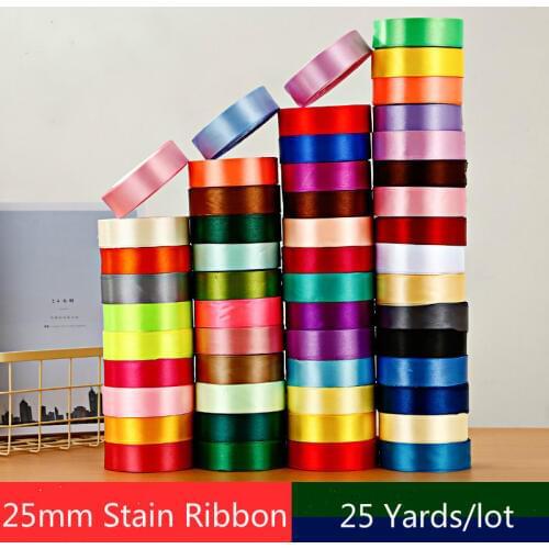 25 Yards 25mm Packing Material Satin Ribbon DIY Bow Crafts Decor Wedding Party Decoration Gift Wrapping Scrapbooking Supplies