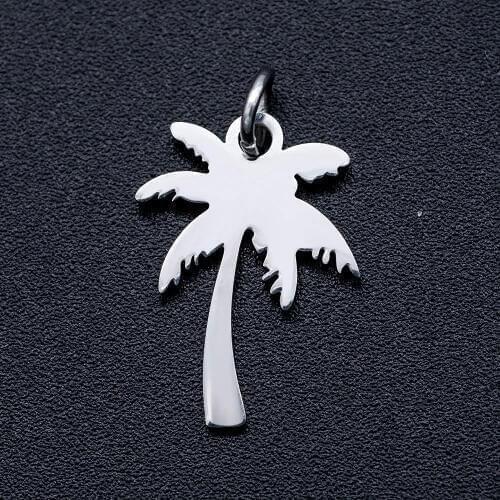 5pcs/lot High Quality 316L Stainless Steel Palm Tree DIY Charm Pendant for Jewelry Making Accessories 21*13mm