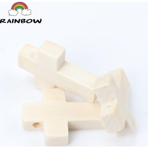 Faceted Natural Wooden Colors Cross Shape Spacer Beads For Jewelry Making DIY 22x15mm 50Pcs
