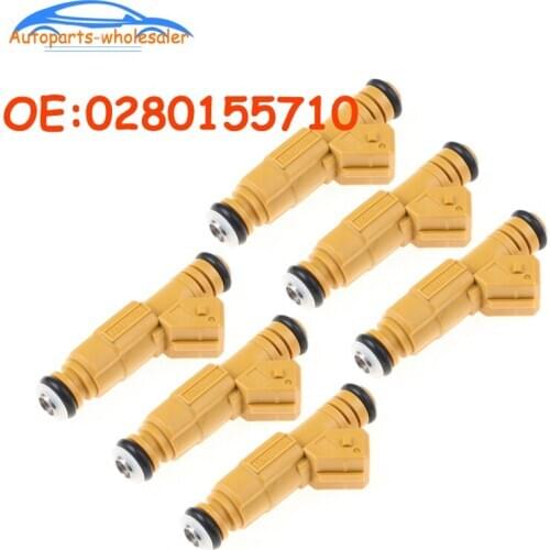 6 pcs/lot Car accessories 0280155710 0280155700 For Jeep 87-98 4.0L Fuel Injectors 4 Hole Nozzle Basket Filter Design At Inlet