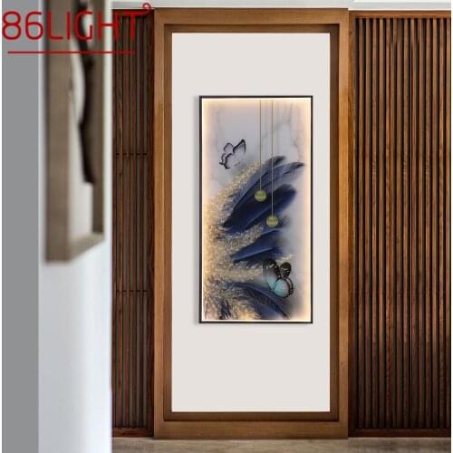 86LIGHT Modern Wall Lamps Feather Figure LED Sconces Rectangle Mural Light Creative Home For Aisle